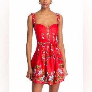 Farm Rio Sweet Bloom Bouquet Linen Blend Minidress